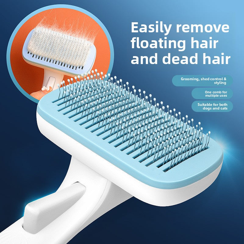 Pet Hair Removal Comb – One-Click Self-Cleaning Grooming Tool