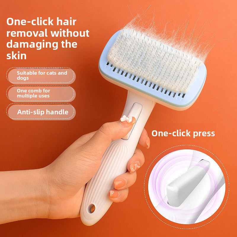 Pet Hair Removal Comb – One-Click Self-Cleaning Grooming Tool